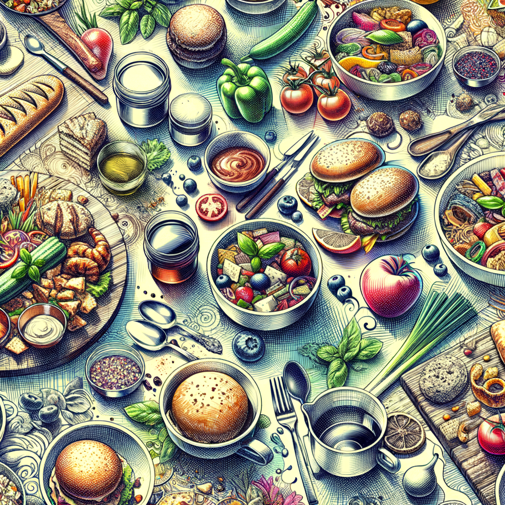 Artistic food representation showcasing sketching techniques in vibrant food sketch art, illustrating mouthwatering dishes and providing food drawing tips for creating culinary illustrations.