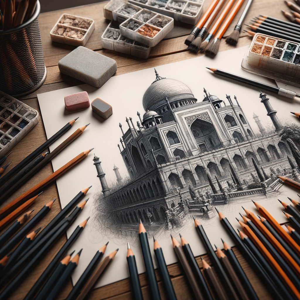 Artist sketching timeless landmarks, illustrating iconic structures through architectural sketching, showcasing the art of drawing historic buildings and landmark illustrations.