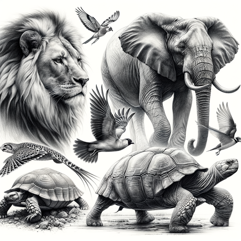 Wildlife sketching tutorial showcasing detailed pencil sketching of various animals, highlighting the intricate process of drawing wildlife and the realism in animal art.