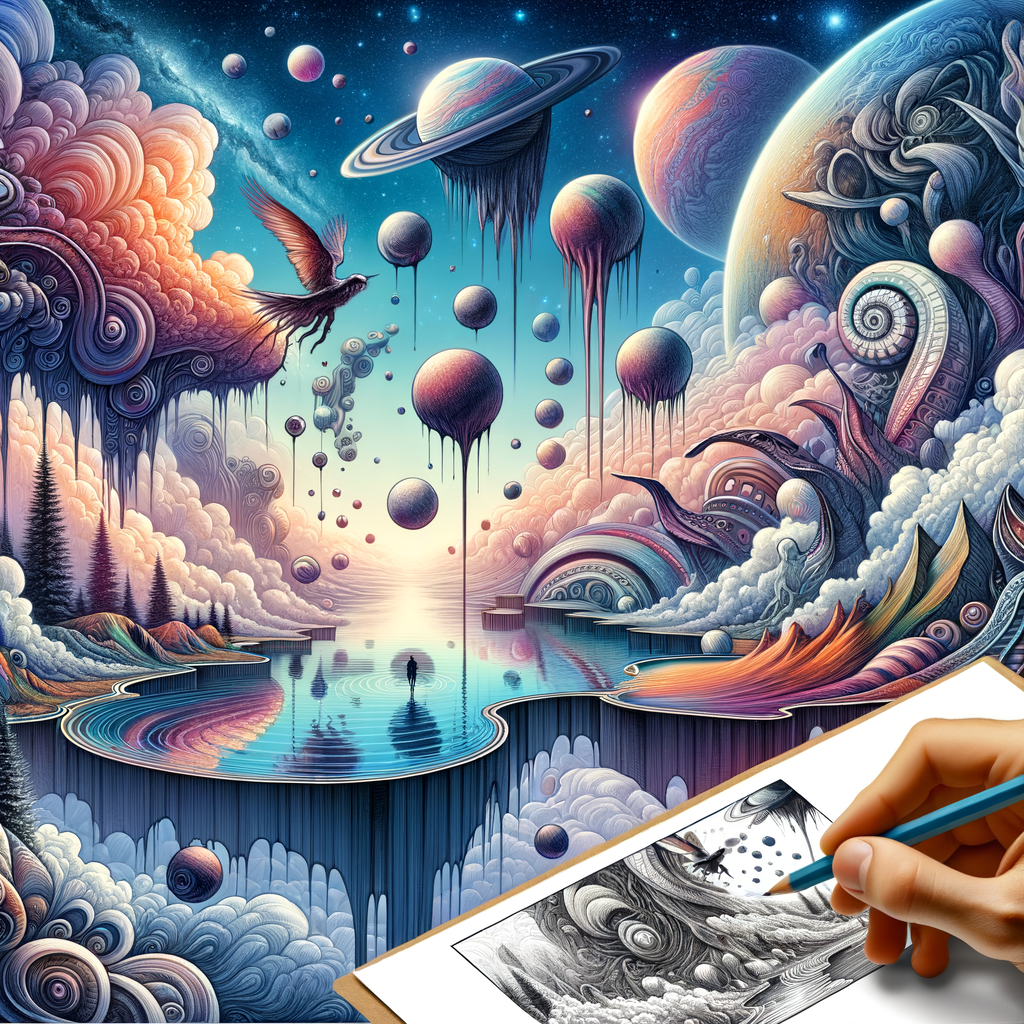 Surreal Art Sketching showcasing Imagining Beyond Reality, demonstrating Surrealism Drawing Techniques in a Surreal Artwork, embodying the essence of Creating Surreal Art and Imagination in Art.