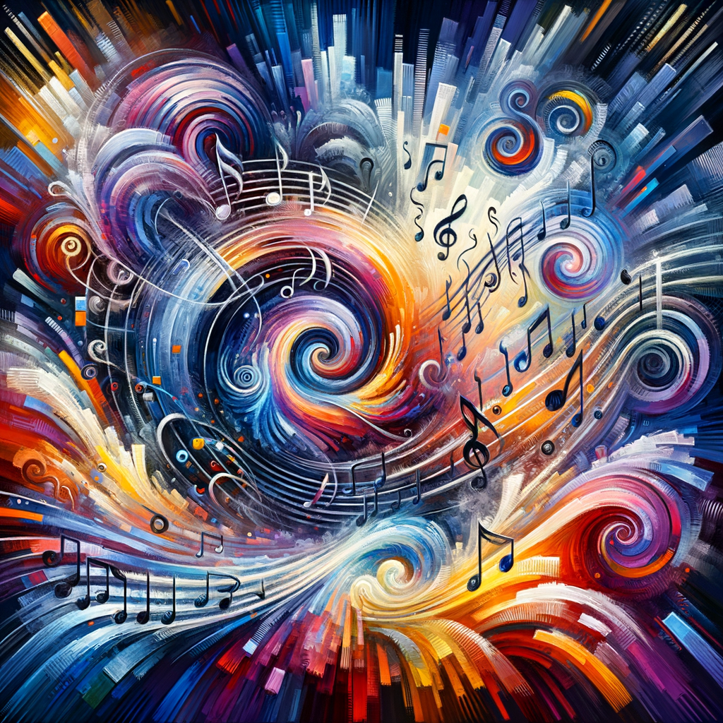 Vibrant music-inspired art showcasing the visual interpretation of a symphony, embodying the concept of sketching music and translating sounds into art.
