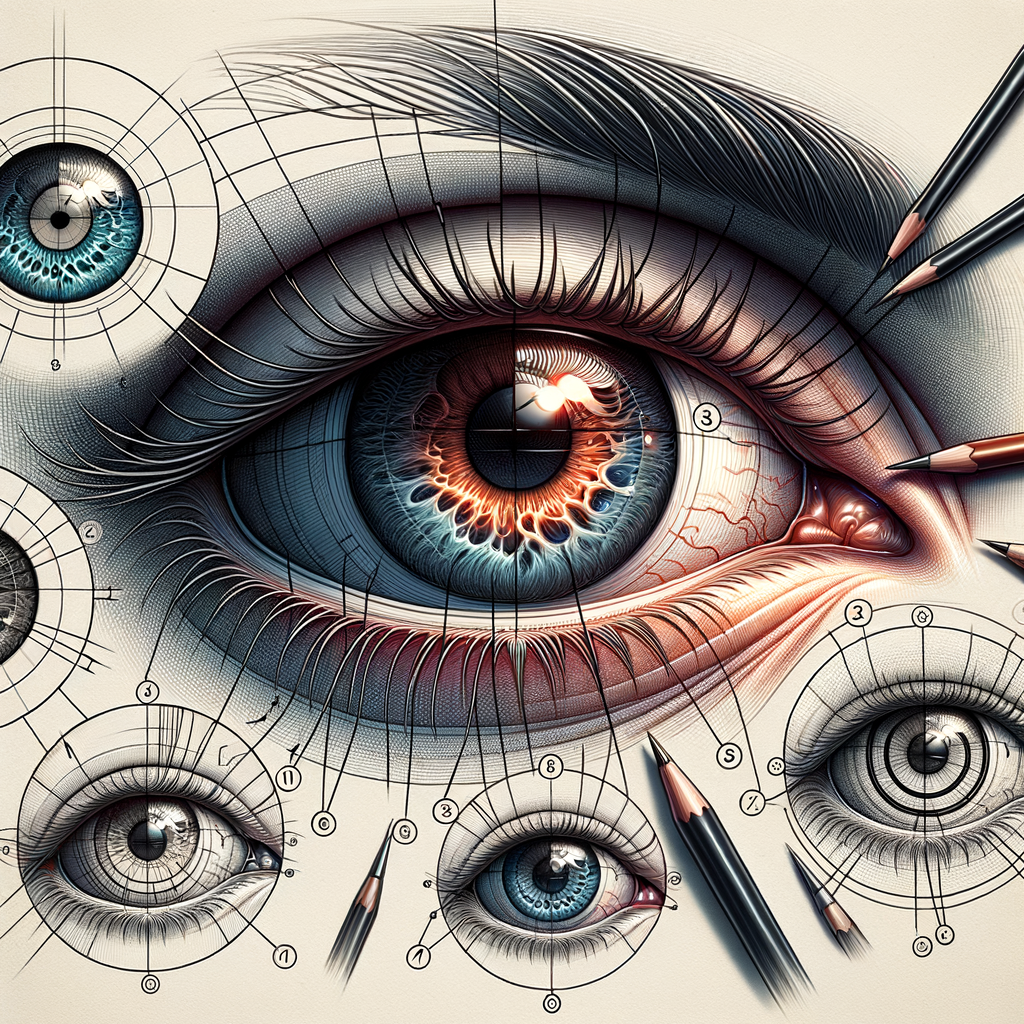 Illustration of various techniques for drawing realistic eyes, featuring lifelike shading, intricate detailing, and accurate anatomical proportions.